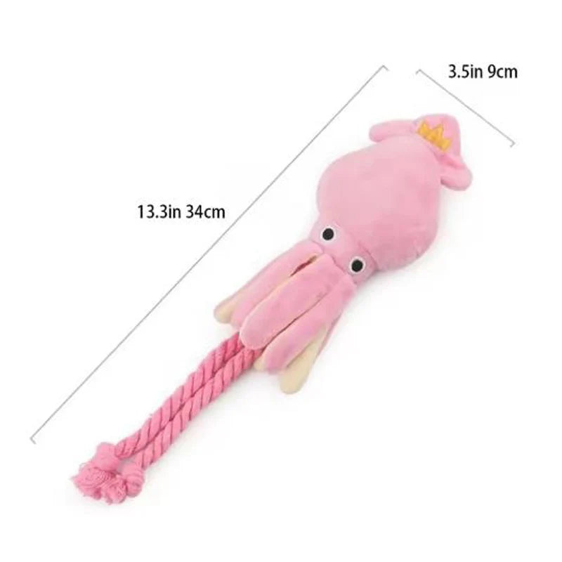 pulpo de felpa con sonido para perros y gatos juguetes resistente para morder y limpiar los dientes