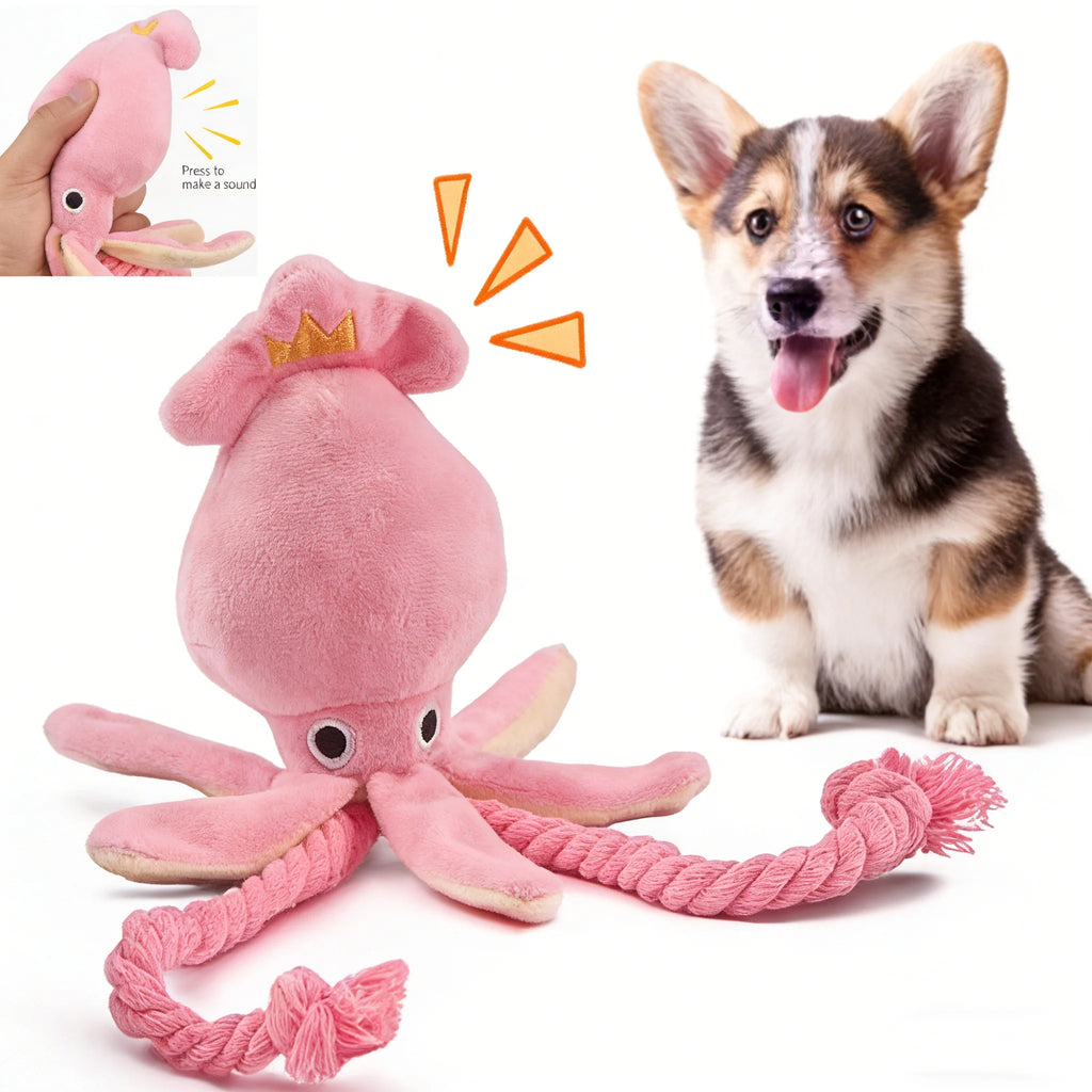 pulpo de felpa con sonido para perros y gatos juguetes resistente para morder y limpiar los dientes