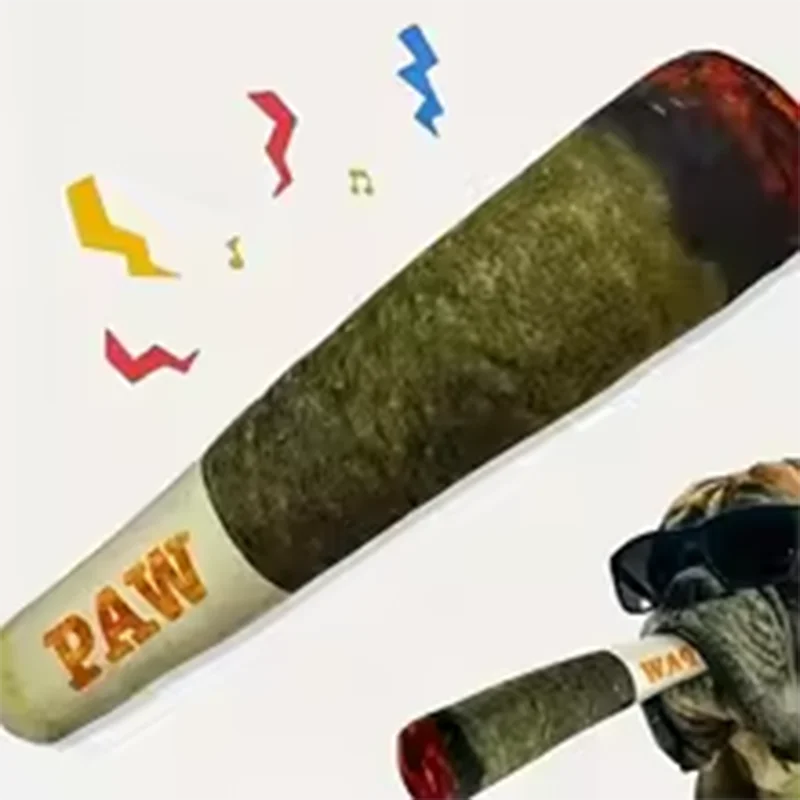 Juguete de Peluche con Chirrido para Perros – Diseño de Cigarro